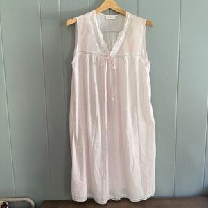 Vintage Nightgown Dress Barbizon 90s Pink Lace Sleeveless‎ Coquette Cottagecore